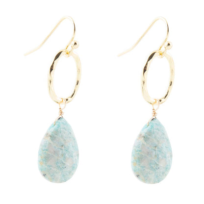 Pretty Drops of Blue Amazonite Golden Drop Earrings Barse Jewelry