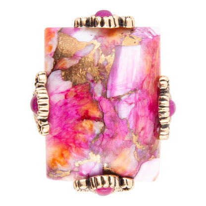 Prismatic Pink Spiny Oyster Matrix Statement Ring Barse Jewelry