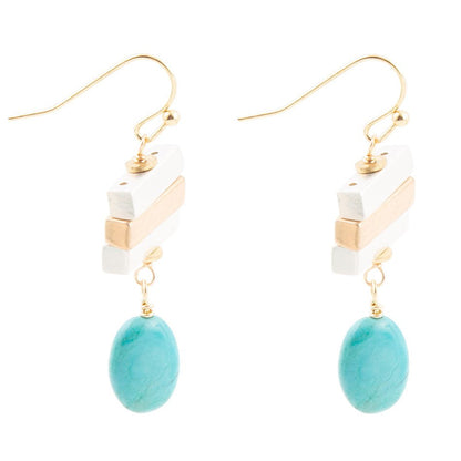 Pueblo Blue Magnesite and Mixed Metal Drop Earrings Barse Jewelry