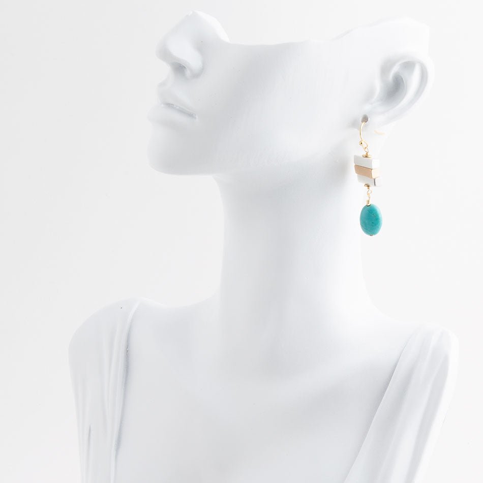 Pueblo Blue Magnesite and Mixed Metal Drop Earrings Barse Jewelry