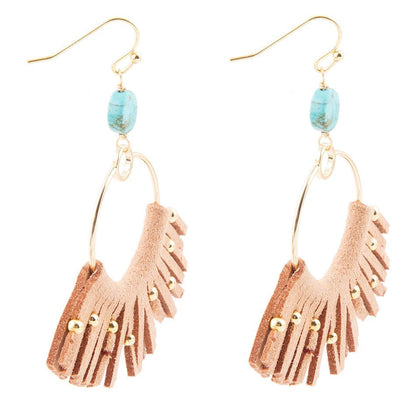 Pueblo Blue Magnesite Golden Fringe Earrings Barse Jewelry