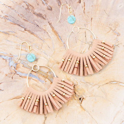 Pueblo Blue Magnesite Golden Fringe Earrings Barse Jewelry