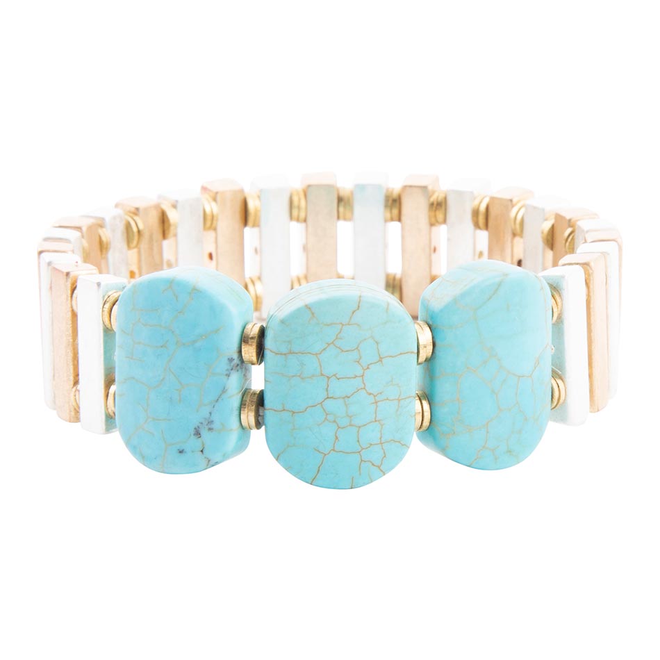 Pueblo Blue Magnesite Slim Stretch Bracelet Barse Jewelry