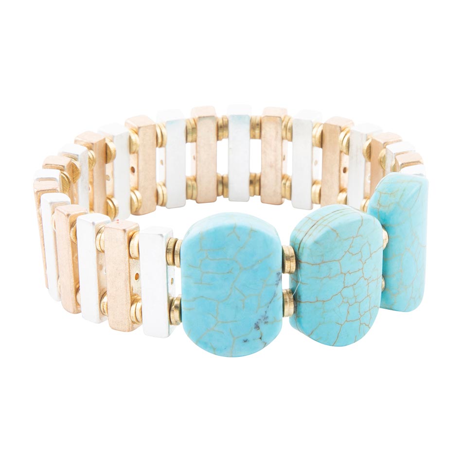 Pueblo Blue Magnesite Slim Stretch Bracelet Barse Jewelry