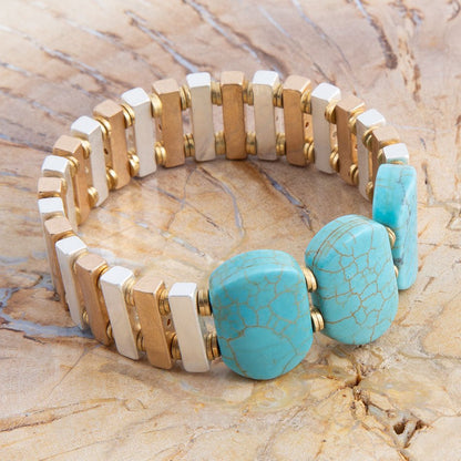 Pueblo Blue Magnesite Slim Stretch Bracelet Barse Jewelry