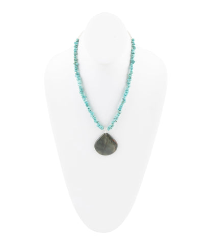 Pueblo Blue Turquoise Magnesite and Jasper Sterling Silver Necklace Barse Jewelry