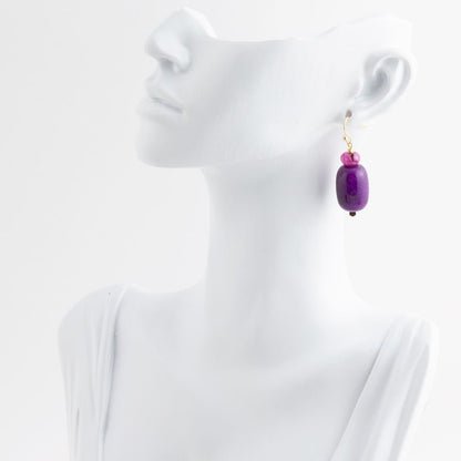 Purple Agate Drop Golden Earrings Barse Jewelry