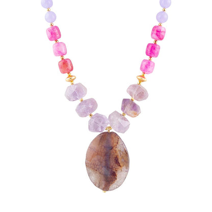 Purple Periwinkle Amethyst and Agate Pendant Necklace Barse Jewelry