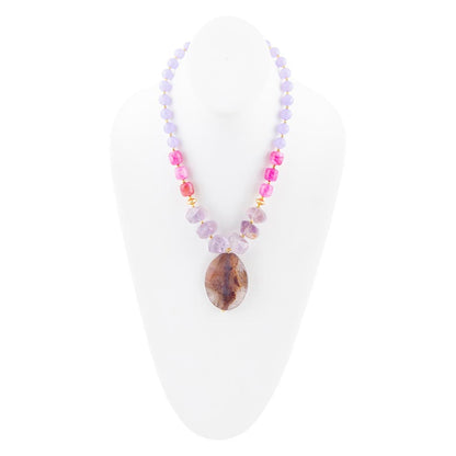 Purple Periwinkle Amethyst and Agate Pendant Necklace Barse Jewelry