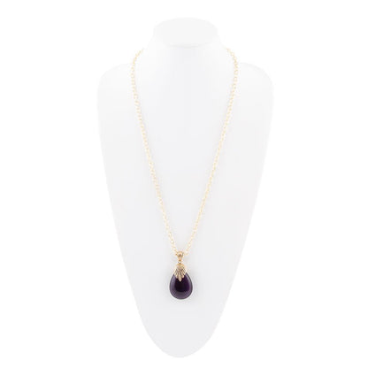 Purple Quartz Teardrop Golden Pendant Necklace Barse Jewelry