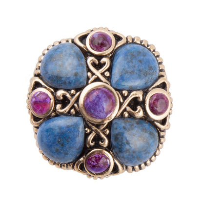 Purple Turquoise and Blue Lapis Golden Statement Ring Barse Jewelry
