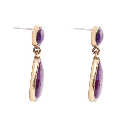 Purple Turquoise and Golden Bronze Teardrop Earrings Barse Jewelry