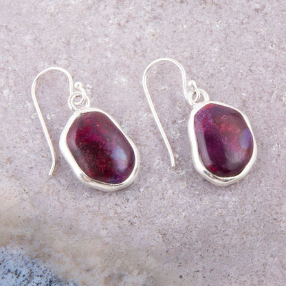 Purple Turquoise Drop Earrings - Sterling Silver Barse Jewelry