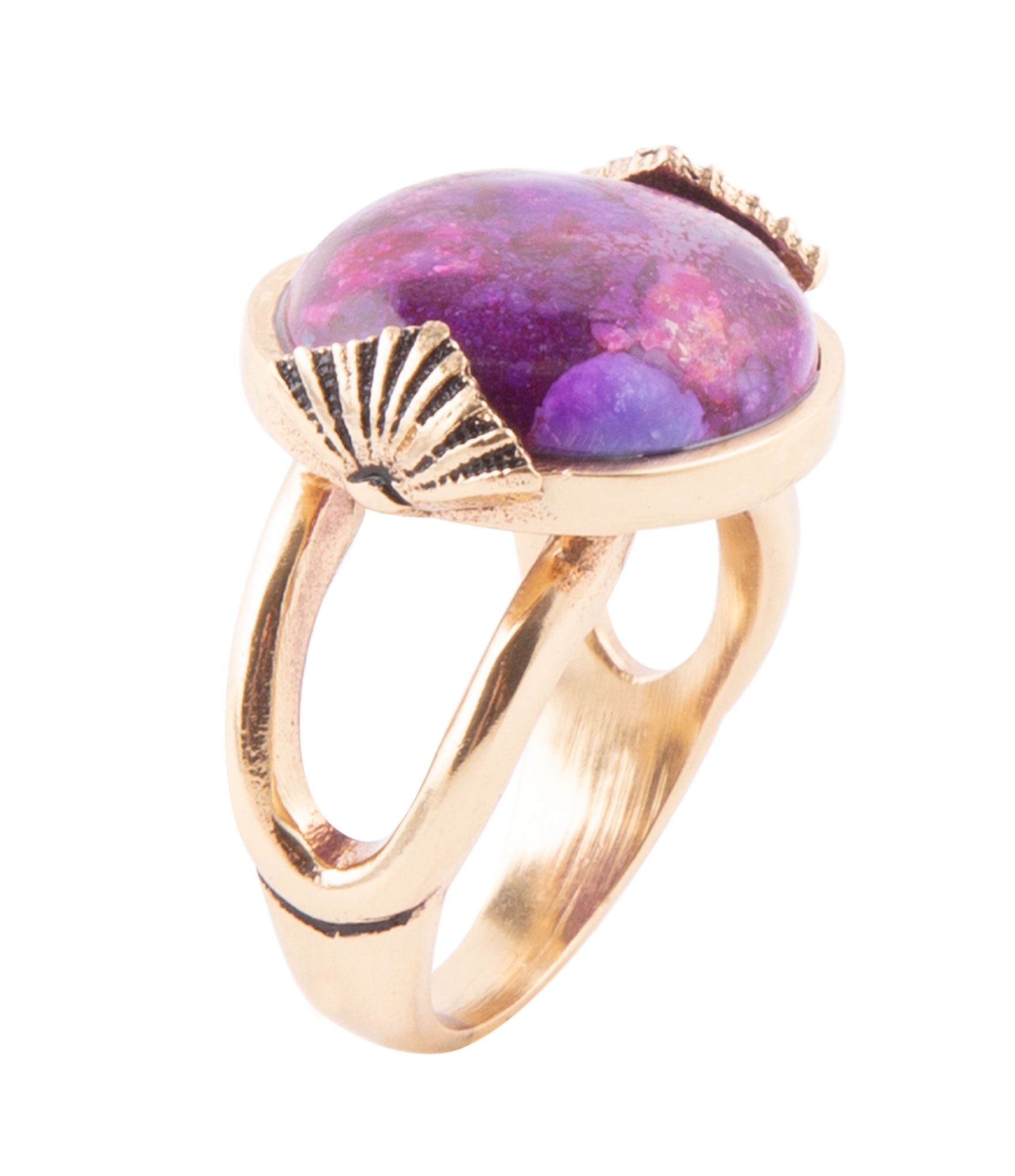 Purple Turquoise Golden Statement Ring Barse Jewelry