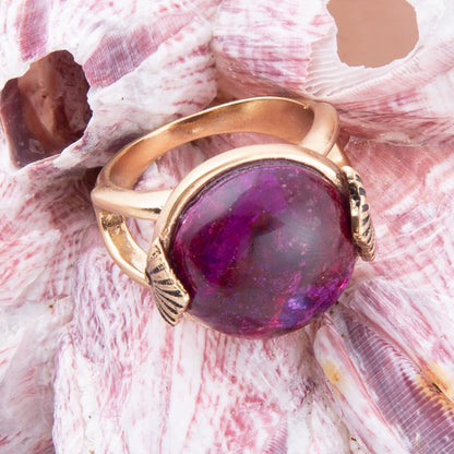 Purple Turquoise Golden Statement Ring Barse Jewelry