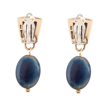 Purple Turquoise Indigo Golden Clip Earrings Barse Jewelry
