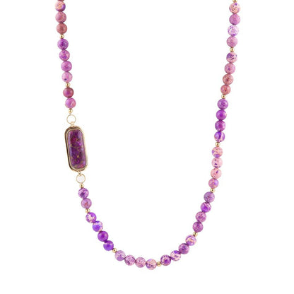 Purple Turquoise Linked Golden Necklace Barse Jewelry