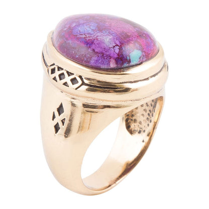 Purple Turquoise Golden Teardrop Ring Barse Jewelry