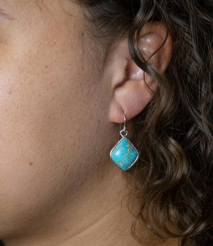 Puzzled Blue Turquoise Sterling Silver Earrings Barse Jewelry