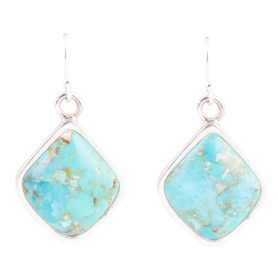 Puzzled Blue Turquoise Sterling Silver Earrings Barse Jewelry