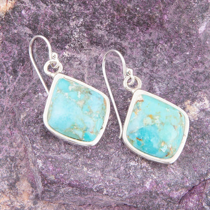 Puzzled Blue Turquoise Sterling Silver Earrings Barse Jewelry