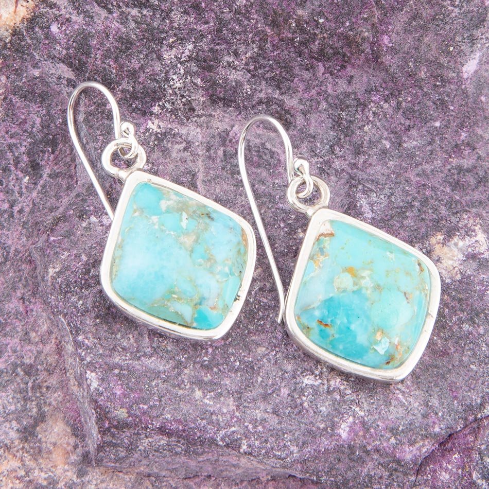 Puzzled Blue Turquoise Sterling Silver Earrings Barse Jewelry