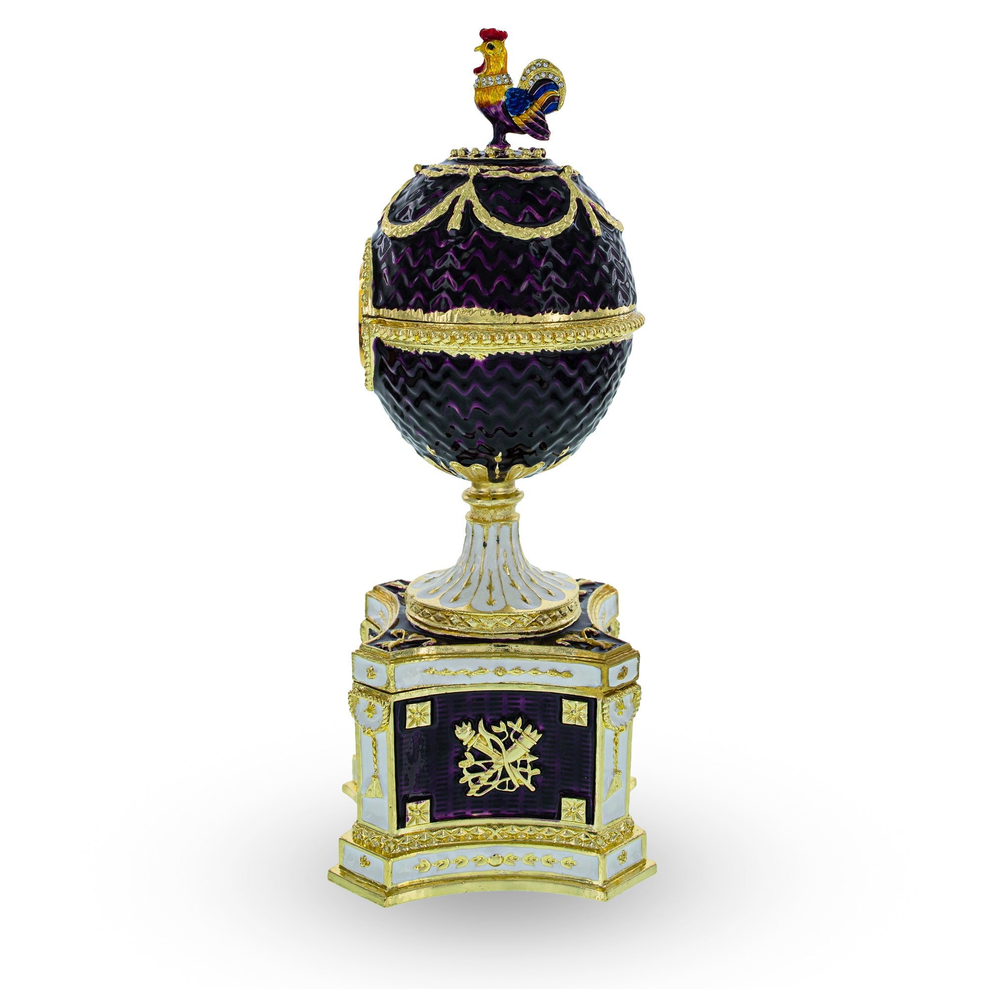 1904 Kelch Chanticleer Royal Imperial Musical Easter Egg in Purple Enamel BestPysanky