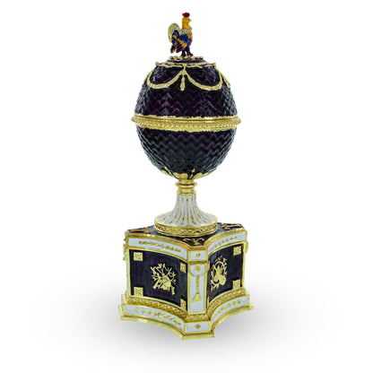 1904 Kelch Chanticleer Royal Imperial Musical Easter Egg in Purple Enamel BestPysanky