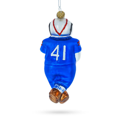 Snowman Football Player Glass Christmas Ornament
