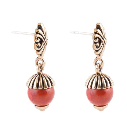 Raja Orange Sponge Coral Drop Earring Barse Jewelry