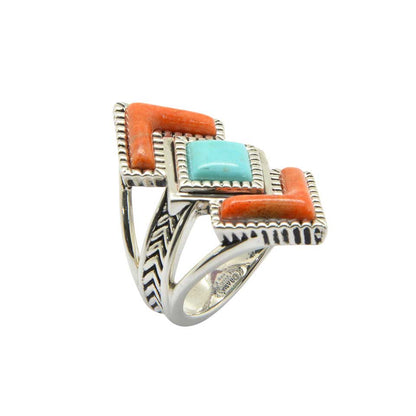 Rattler Geometric Stone Ring-Sterling Silver Barse Jewelry