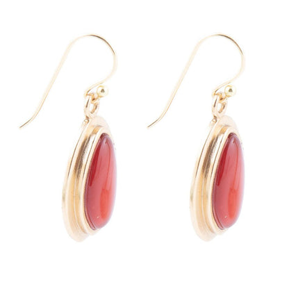 Orange Carnelian Golden Drop Earrings Barse Jewelry
