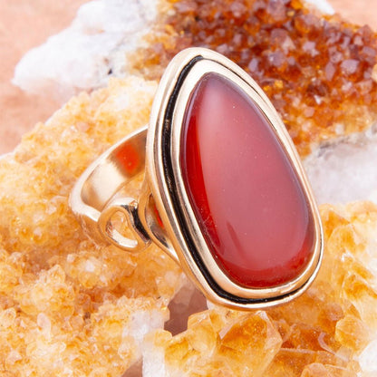 Orange Carnelian Golden Statement Ring Barse Jewelry
