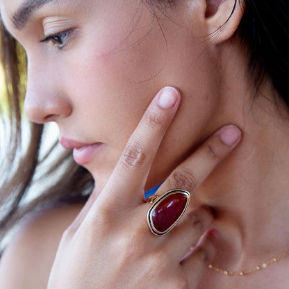 Orange Carnelian Golden Statement Ring Barse Jewelry