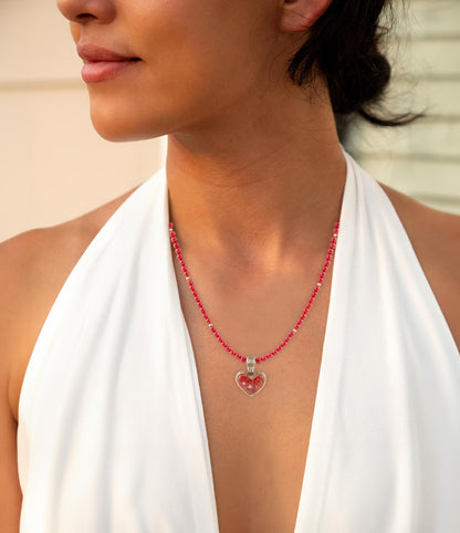 Red Coral Hart Pendant Golden Bronze Necklace Barse Jewelry