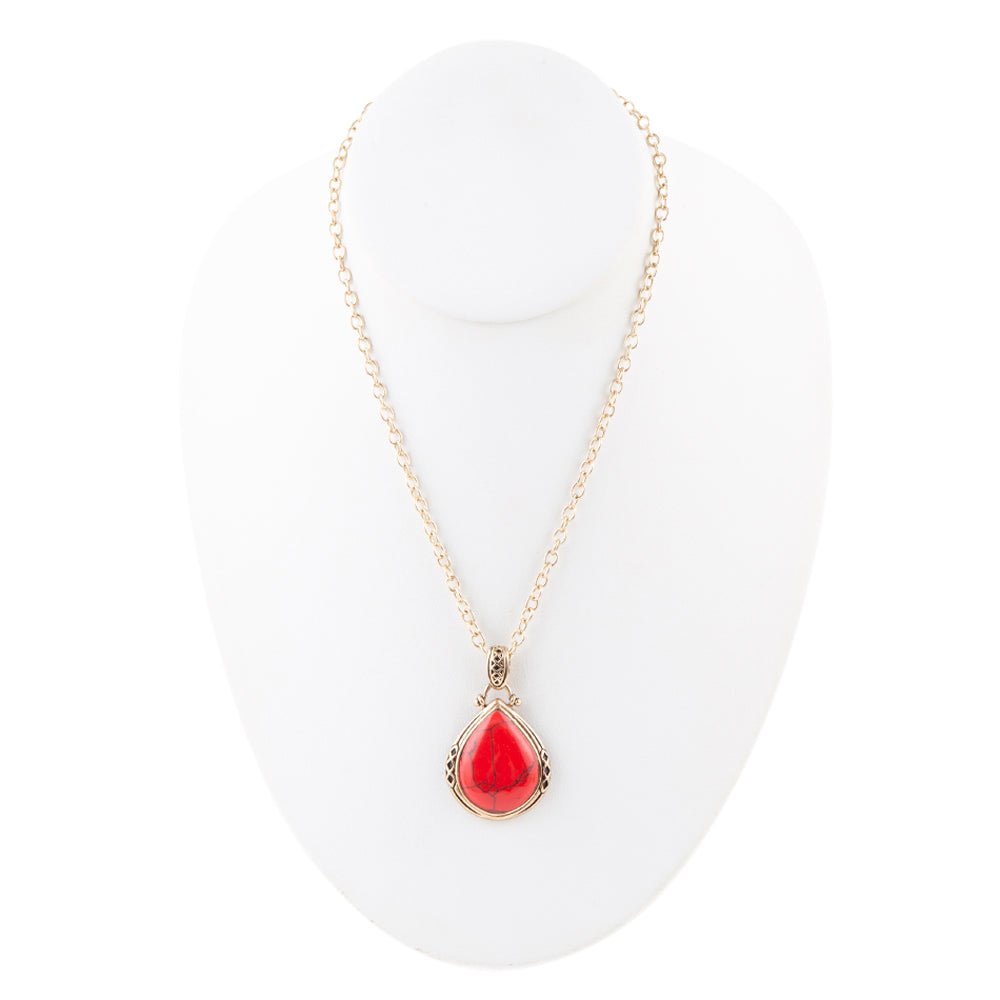 Red Howlite Teardrop Pendant Necklace Barse Jewelry
