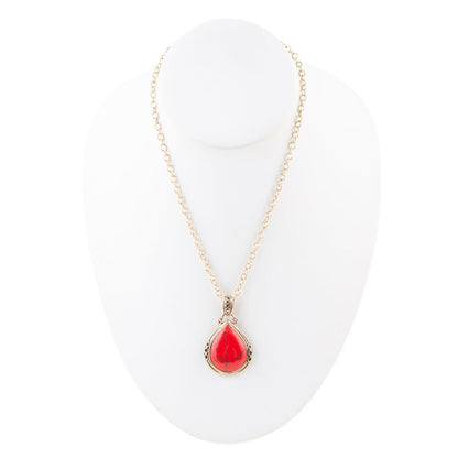 Red Howlite Teardrop Pendant Necklace Barse Jewelry