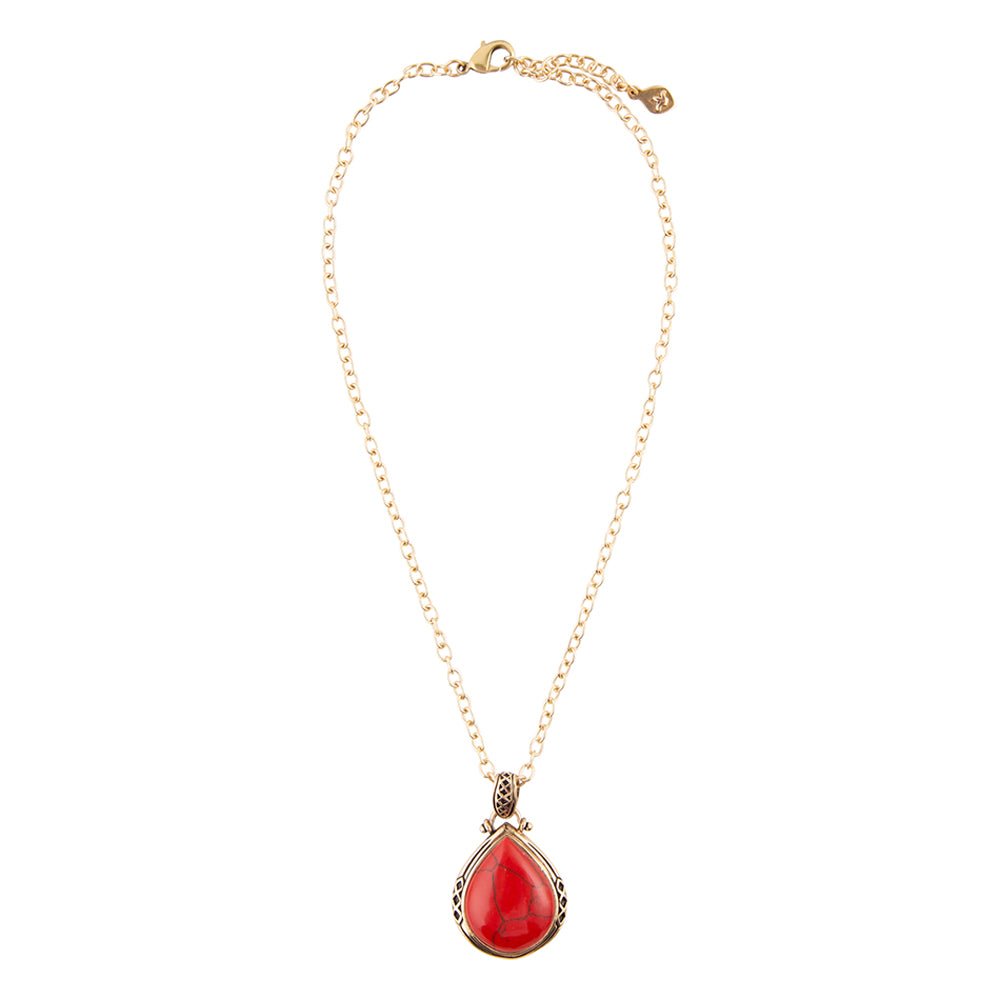 Red Howlite Teardrop Pendant Necklace Barse Jewelry