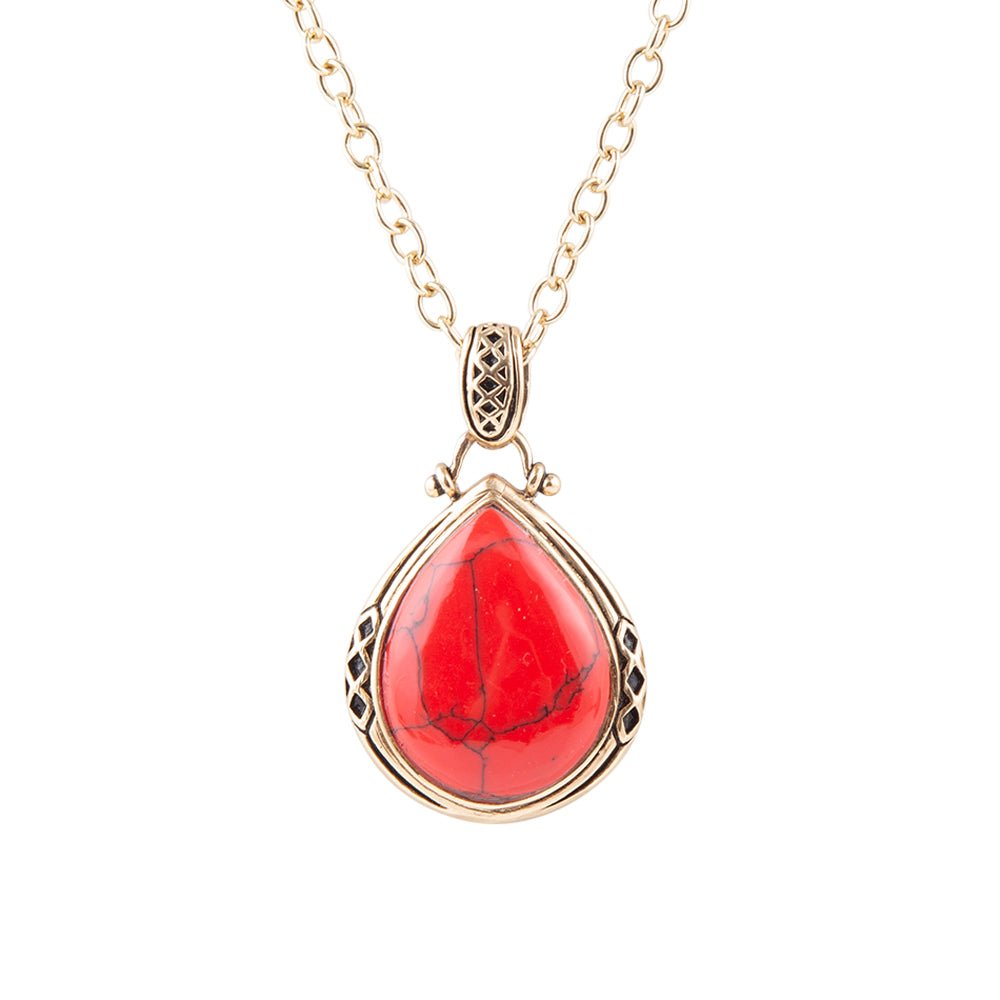 Red Howlite Teardrop Pendant Necklace Barse Jewelry
