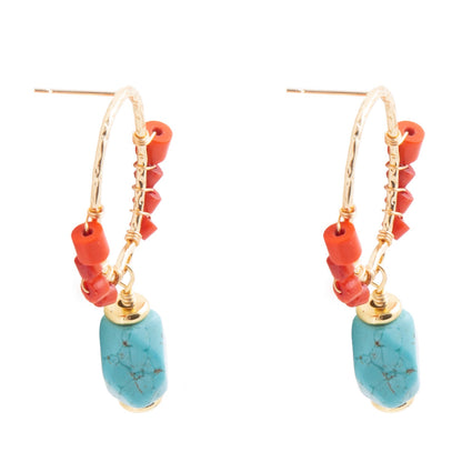Red River Turquoise and Coral Post Earrings Barse Jewelry