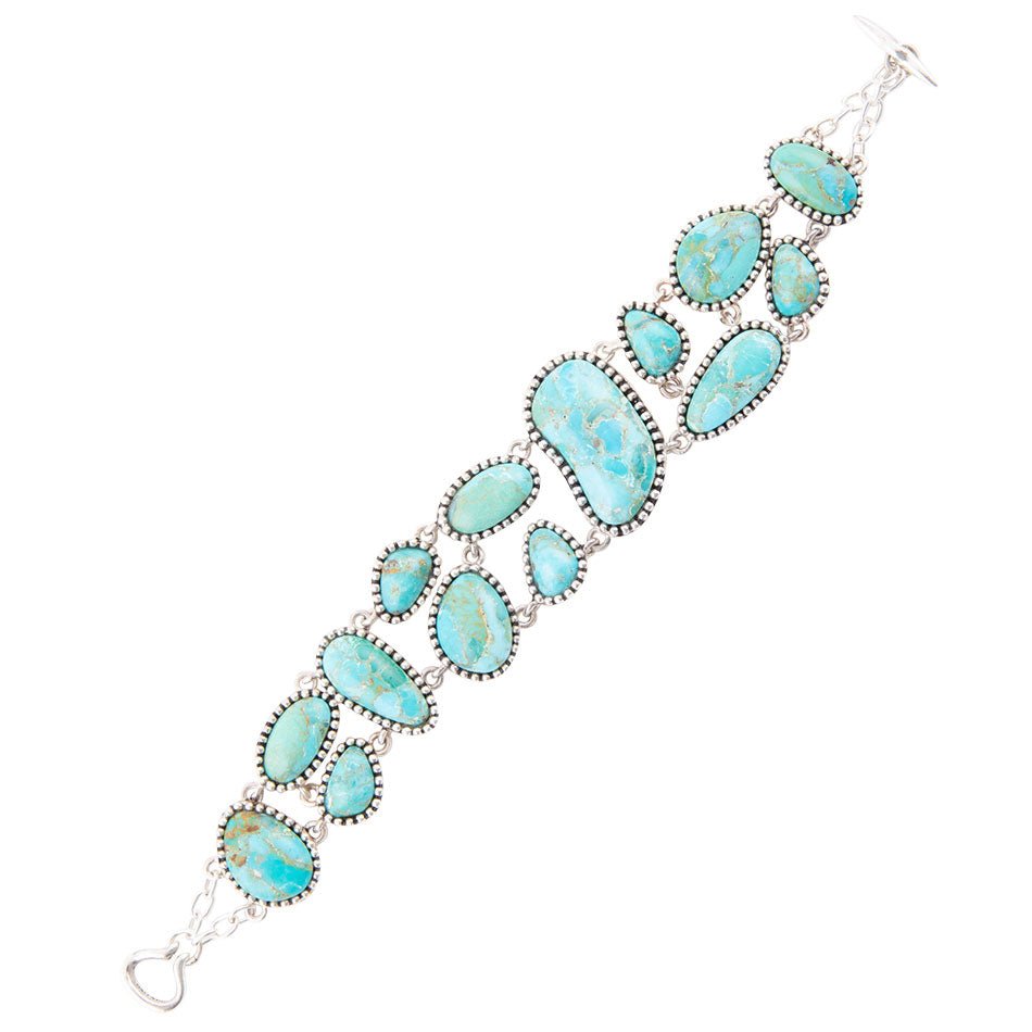 Refined Blue Turquoise Sterling Silver Link Bracelet Barse Jewelry