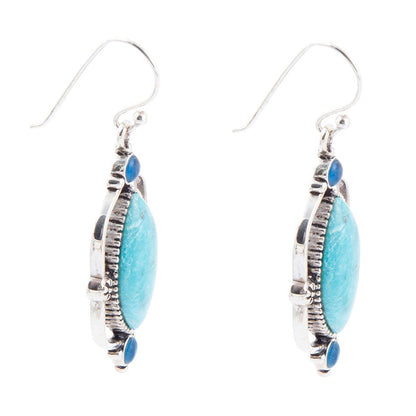 Regal Blue Turquoise and Apatite Sterling Silver Drop Earrings Barse Jewelry
