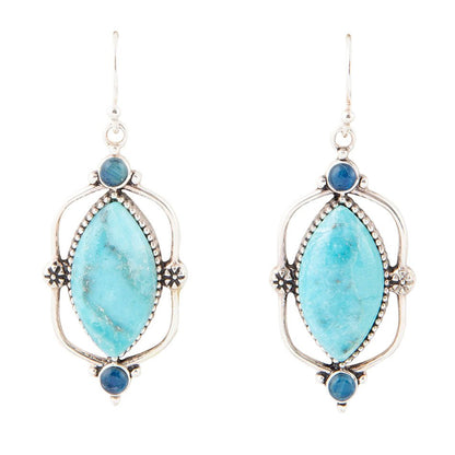 Regal Blue Turquoise and Apatite Sterling Silver Drop Earrings Barse Jewelry