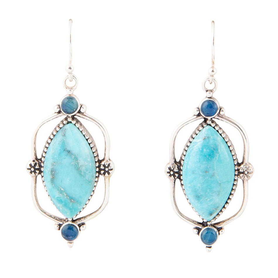 Regal Blue Turquoise and Apatite Sterling Silver Drop Earrings Barse Jewelry