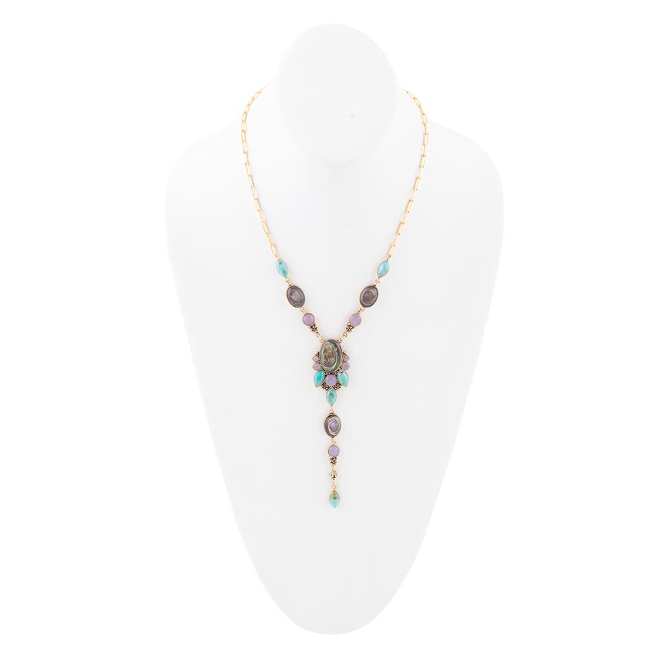 Regalia Blue Abalone Golden Y Necklace Barse Jewelry