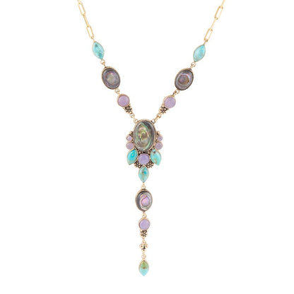 Regalia Blue Abalone Golden Y Necklace Barse Jewelry