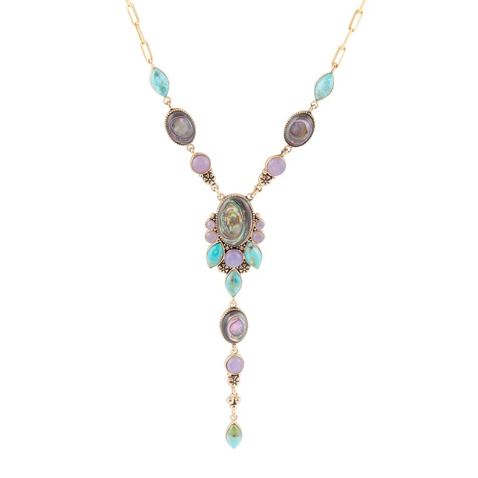 Regalia Blue Abalone Golden Y Necklace Barse Jewelry
