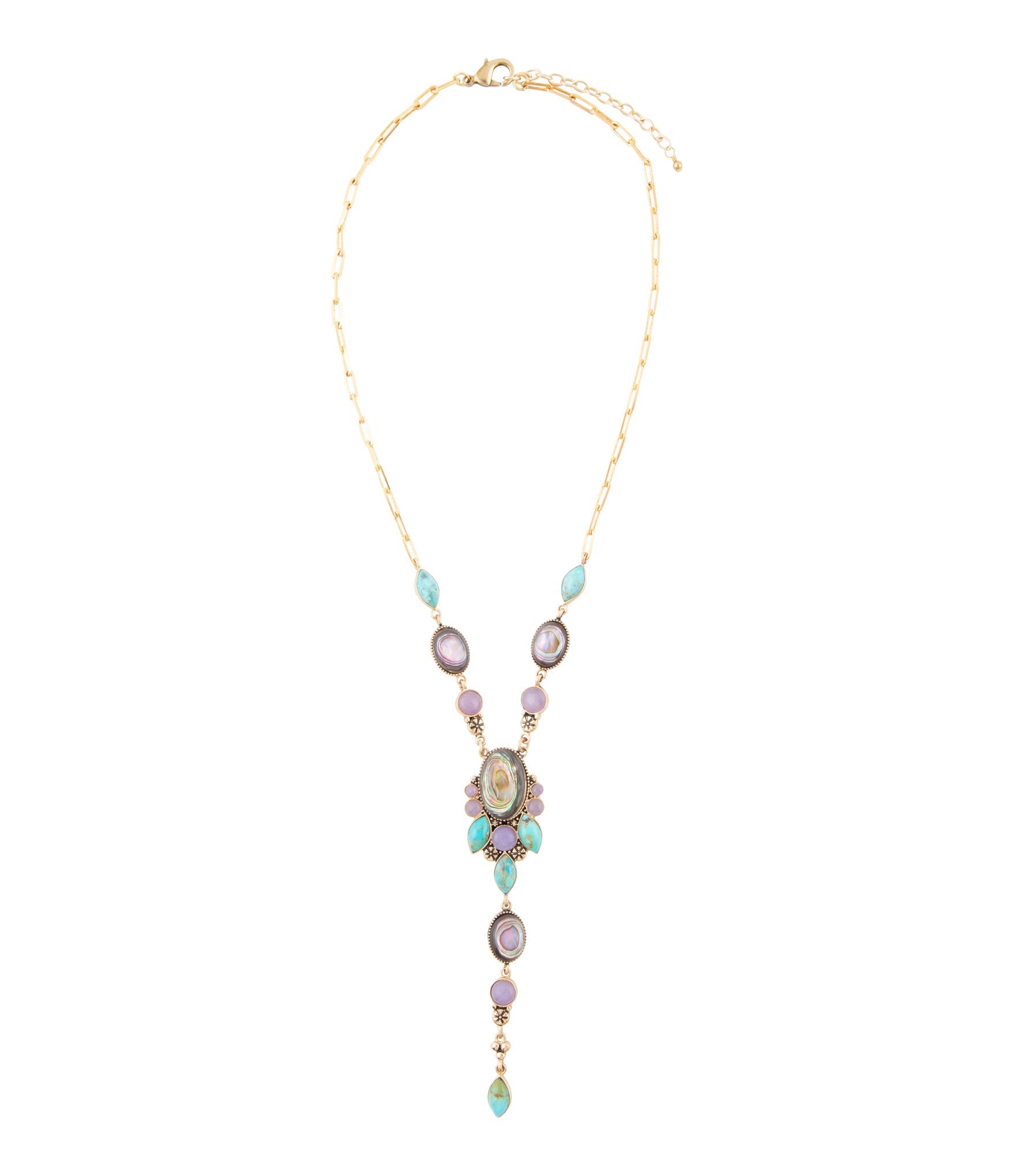 Regalia Blue Abalone Golden Y Necklace Barse Jewelry