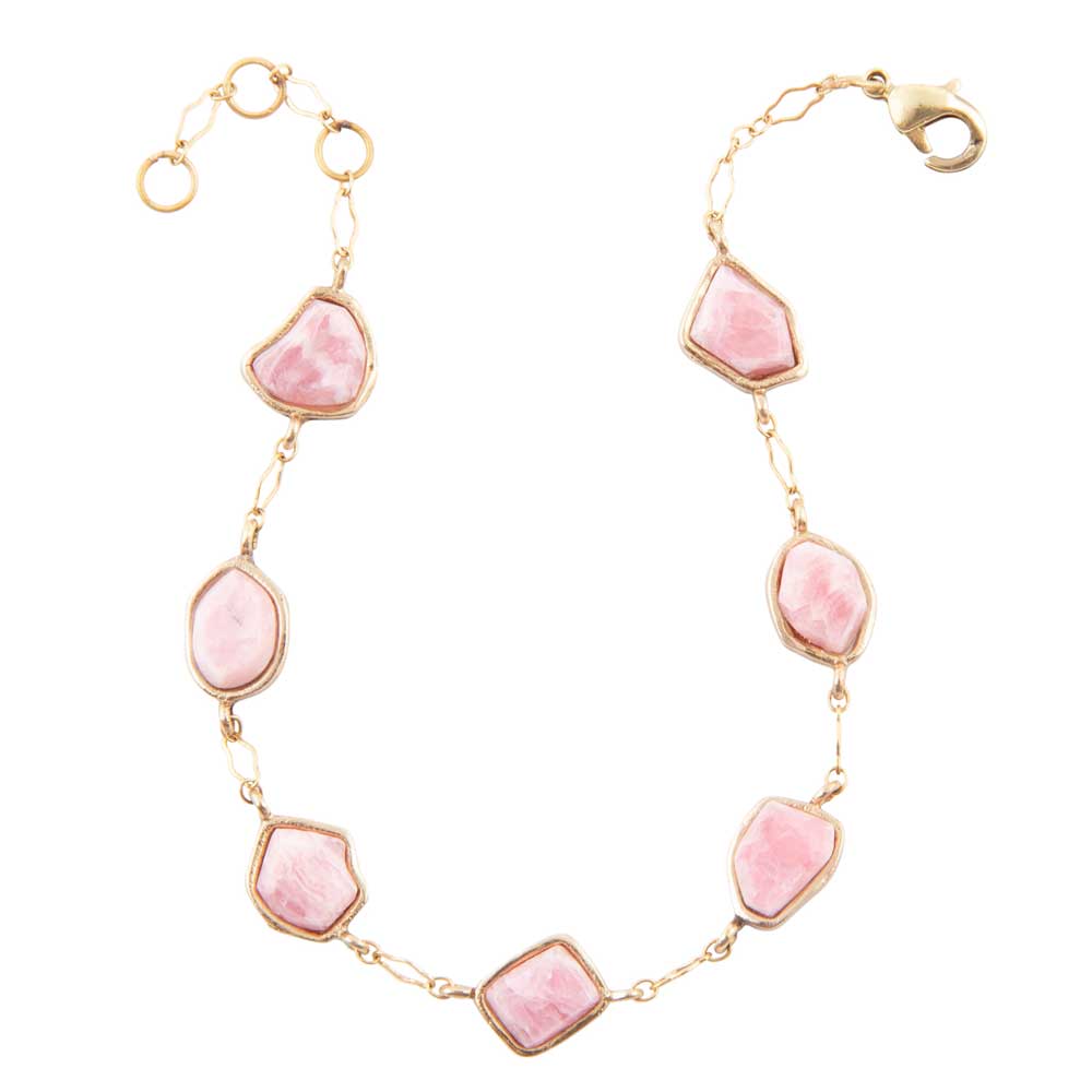 Pink Rhodonite and Golden Line Bracelet Barse Jewelry