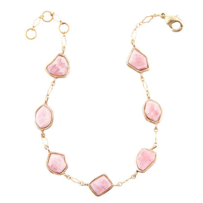 Pink Rhodonite and Golden Line Bracelet Barse Jewelry